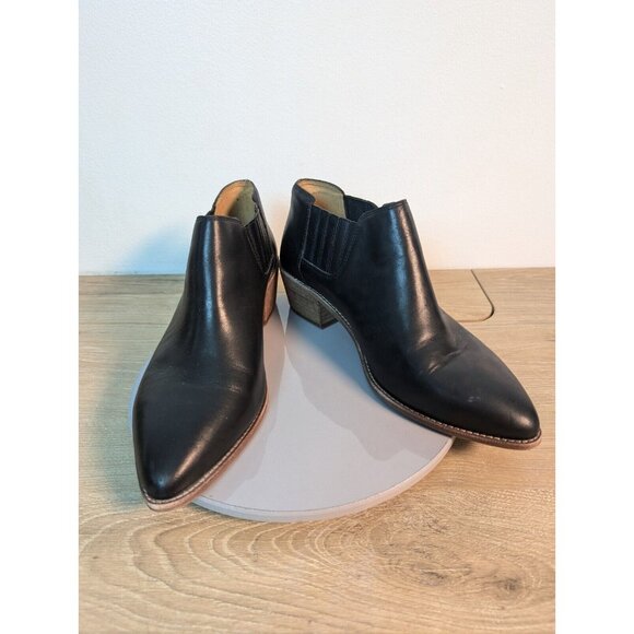 Madewell Shoes - Madewell Black Leather Ankle Boots Women's Size 10 Bootie Short Pointy